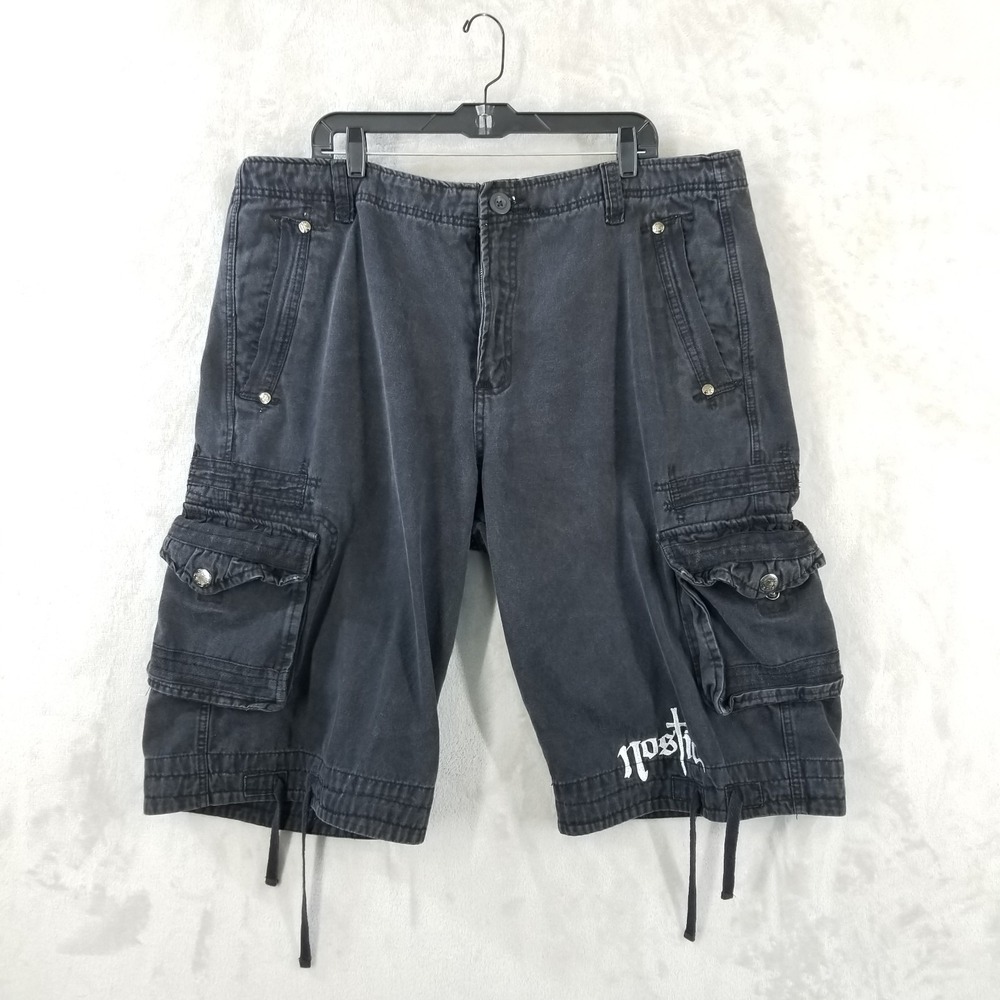 Vintage Nostic Cargo Shorts Men 40/41 Black Baggy‎ Cotton Hip Hop Street Skater